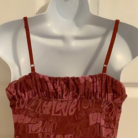URBAN OUTFITTERS Brown/Pink“Love” Dress, Medium - Picture 6 of 10